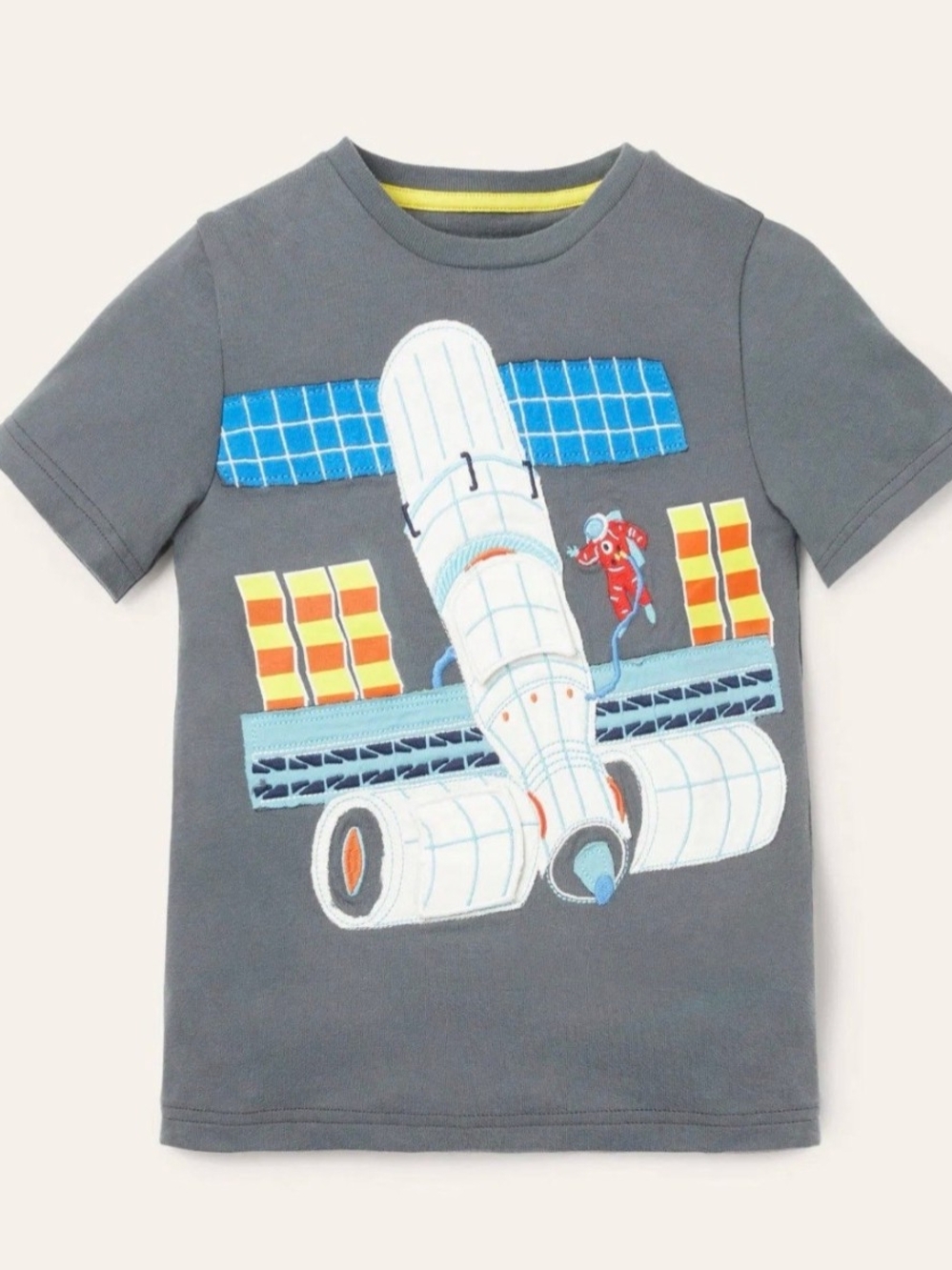 Mini Boden Lift The Flap Shirt 3-4Y Kids Boys Appliqué Spaceship Astronaut